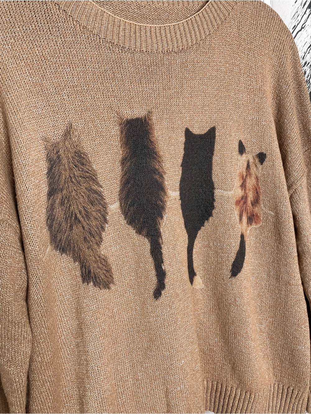 4 Kittens Knit Sweater Kitty Cat Lover Brown 2XL - Picture 7 of 10